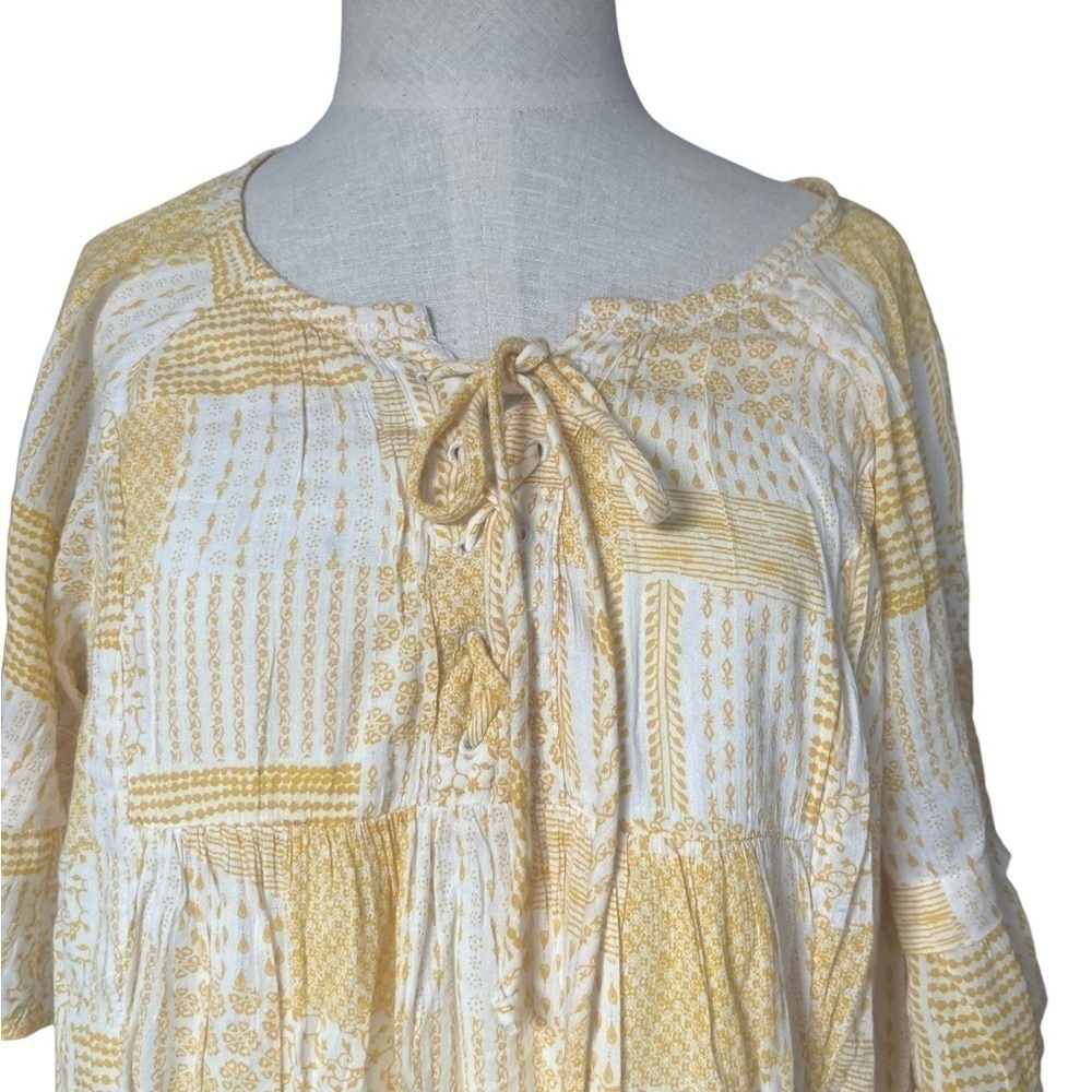 Caslon Womens Yellow White Patchwork Print Ruffle Minidress size X-Large - Picture 6 of 12